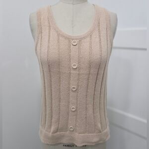 Hem & Thread Beige Knit Button-Up Tank Top Size M